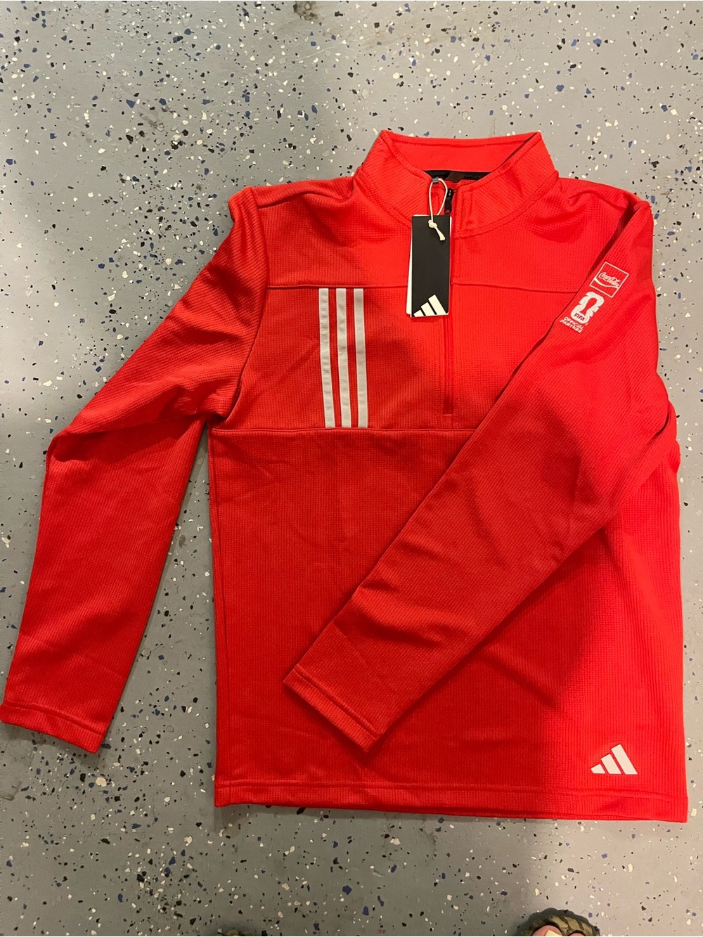 adidas Red 3-Stripes Quarter-Zip Golf Sweatshirt coca-Cola FIFA